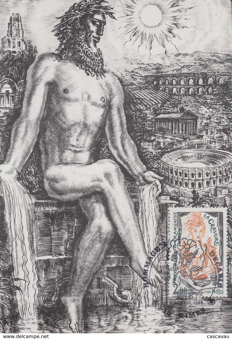 Carte   Maximum  FRANCE   Hommage  à  DECARIS    NIMES   1988 - Commemorative Postmarks
