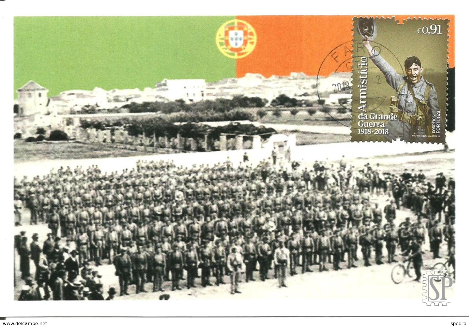 Faro - Algarve - Portugal Postal Máximo Parada Militar Junto Quartel Infantaria Maximum Maxicard 1st War WW1 - Tarjetas – Máximo
