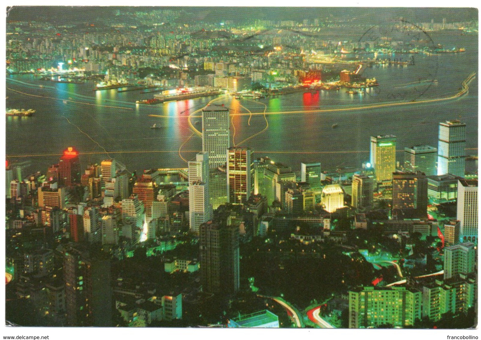 HONG KONG BY NIGHT THE LEGENDARY MILION LIGHTS AGLOW / THEMATIC STAMP-FLOWERS - Cina (Hong Kong)