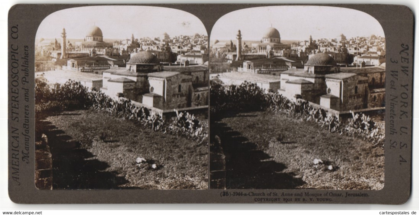 Stereo-Fotografie American Stereoscopic Co., Ansicht Jerusalem, Church Of St. Anne And Mosque Of Omart, Kirche, Moschee - Stereo-Photographie