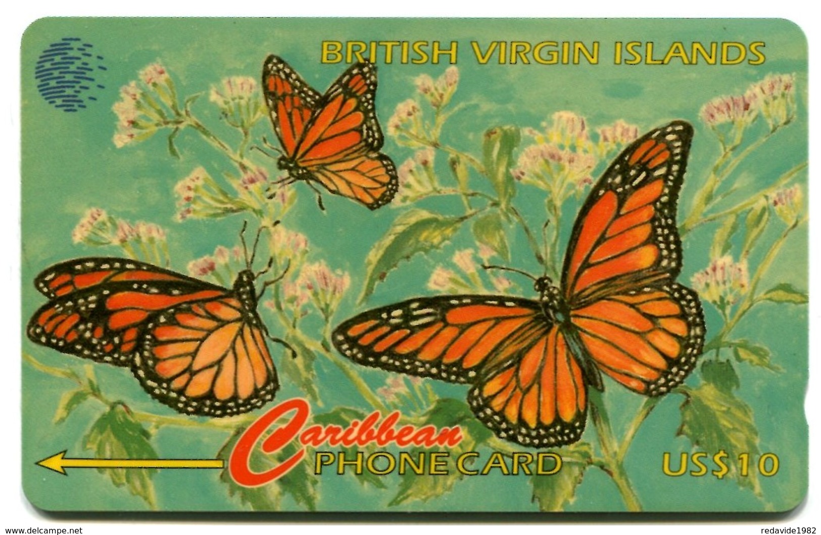 BVI-67B - BVI Wild Life - Butterflies (67CBVB - Dashed Zero) HEAVLY USED! - Virgin Islands