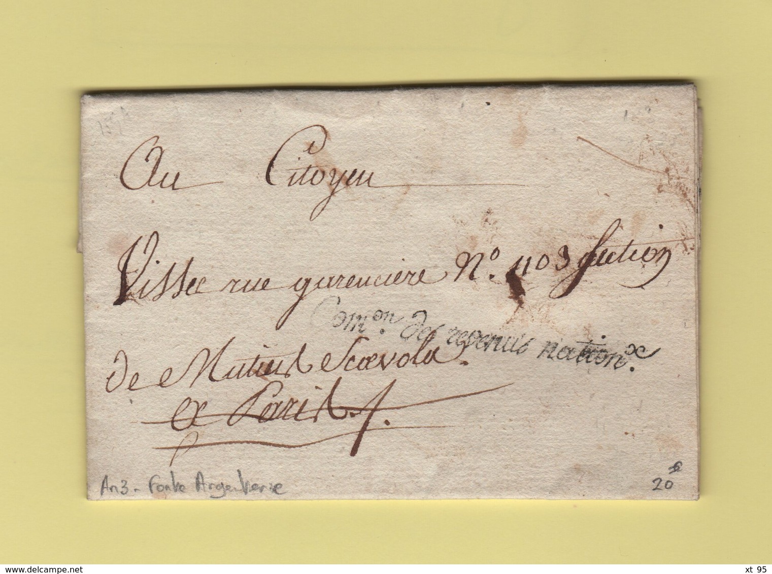 Franchise - Commission Des Revenus Nationaux - Courrier De L An 3 Evoquant La Fonte D Argenterie - 1701-1800: Vorläufer XVIII