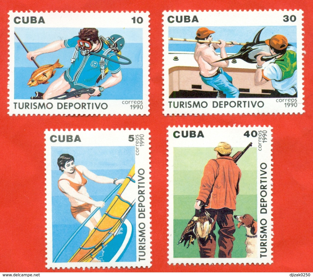 Cuba 1990. Sports Tourism. Fishing. New. Complete Series. - Kunst- Und Turmspringen