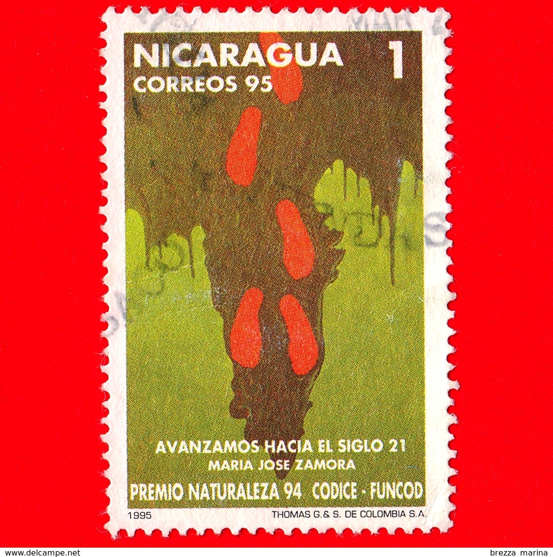 NICARAGUA  - Usato - 1995 - Premio Naturaleza 94 - Codice Funcod - Maria Jose Zamora - 1 - Nicaragua