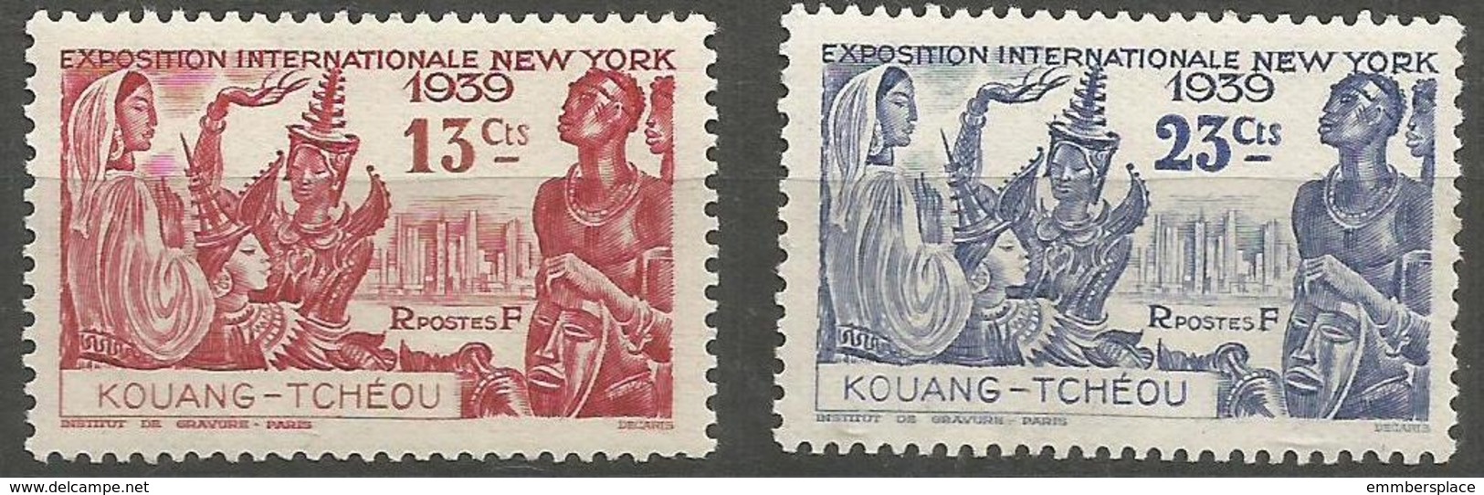 Kouang-Tcheou - 1939 New York Worlds Fair  MLH *     Sc 133-4 - Unused Stamps