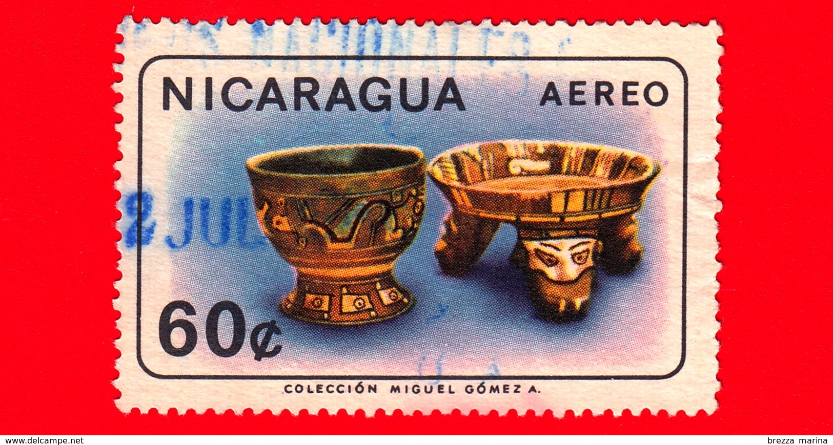 NICARAGUA  - Usato - 1965 - Artigianato - Vasi - Gomez - Cups And Tripod Bowl, Clay - 60 P. Aerea - Nicaragua