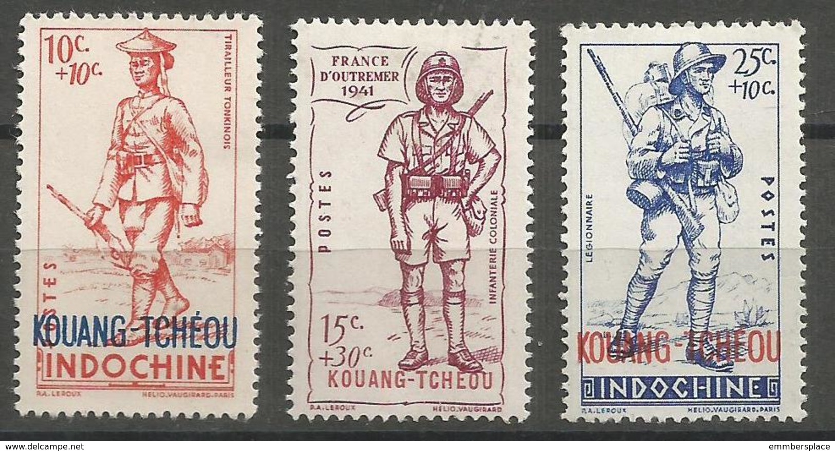 Kouang-Tcheou - 1941 National Defense  MH *     Sc B6-8 - Unused Stamps