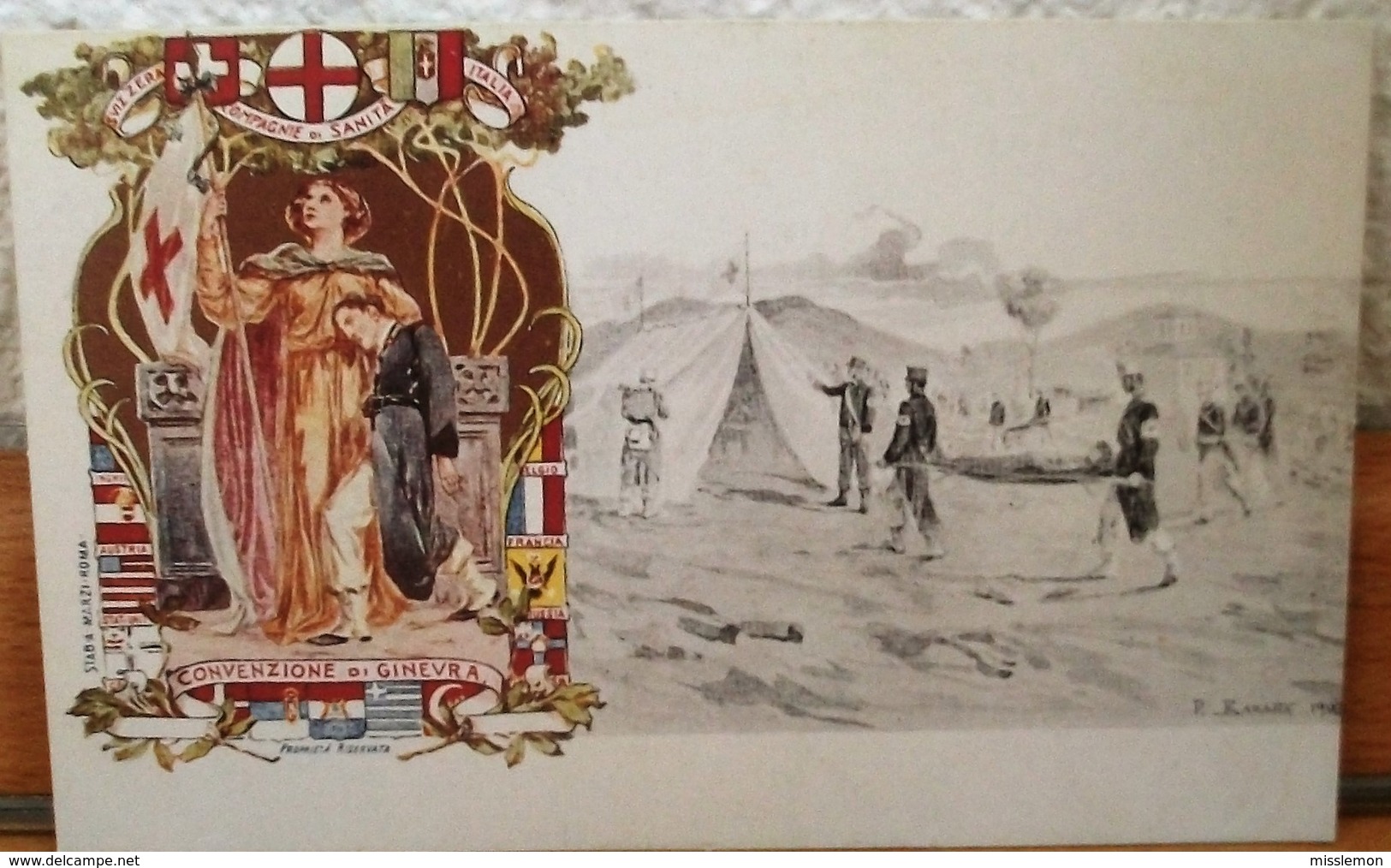 CARTOLINA POSTALE NON VIAGGIATA-CONVENZIONE DI GINEVRA DEL 1864 PER I MILITARI FERITI IN GUERRA - Croce Rossa