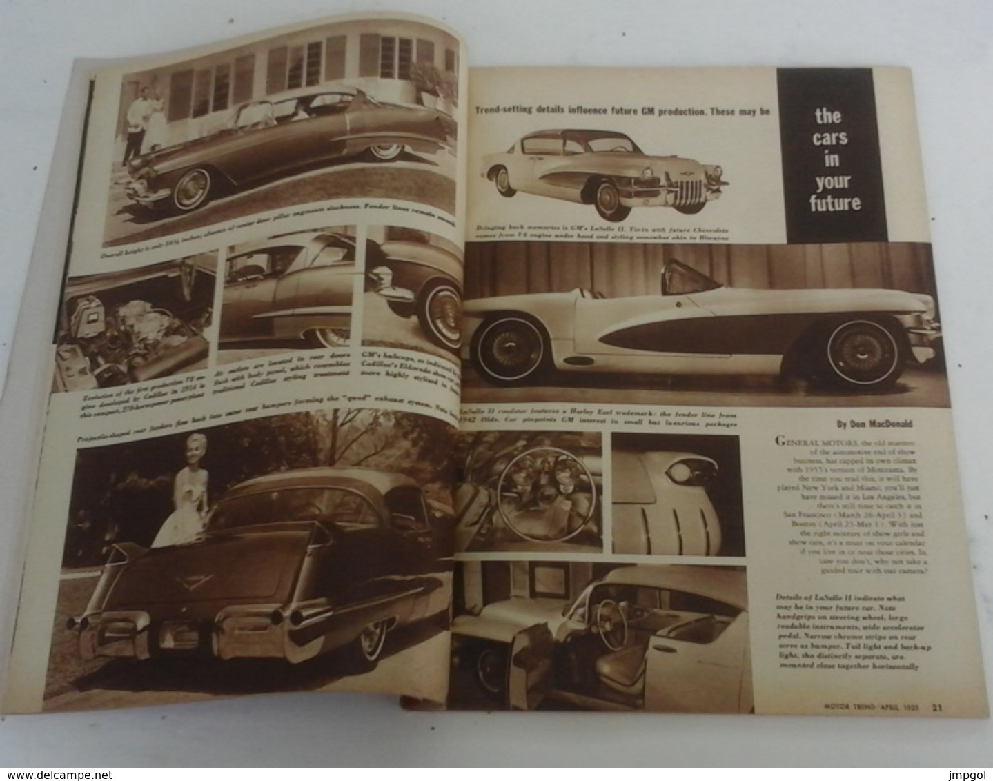 Revue Vintage Automobile Américaine Motor Trend Avril 1955 Marmon Masterpiece Voitures Du Future Cadillac De Soto Buick - Altri & Non Classificati