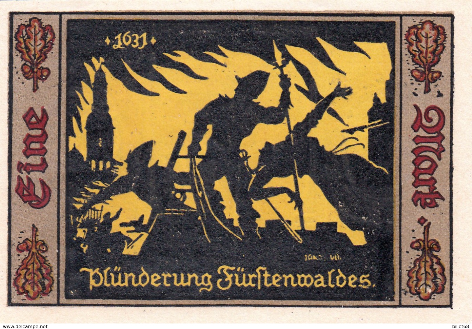 Billet Allemand - 1 Mark  - Fürstenwalde An Der Spree 1921 - [11] Lokale Uitgaven