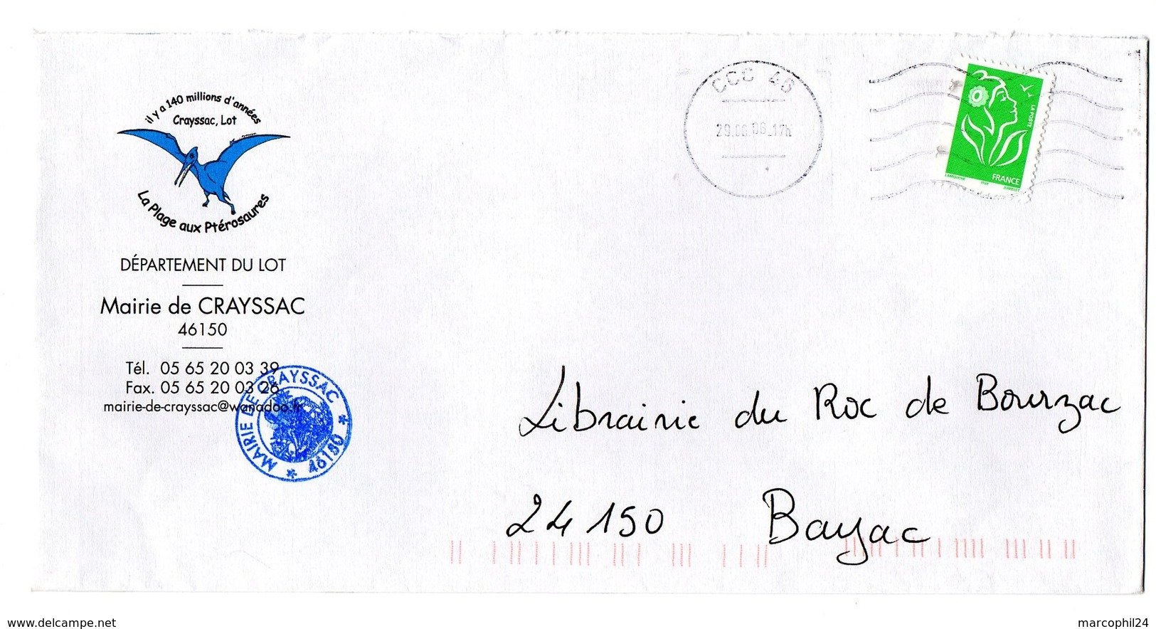 LOT - Dépt N° 46 = CCC46 2006 =  FLAMME NEOPOST Muette '5 Lignes Ondulées' + MAIRIE De CRAYSSAC = PLAGE Aux PTEROSAURES - Mechanical Postmarks (Advertisement)