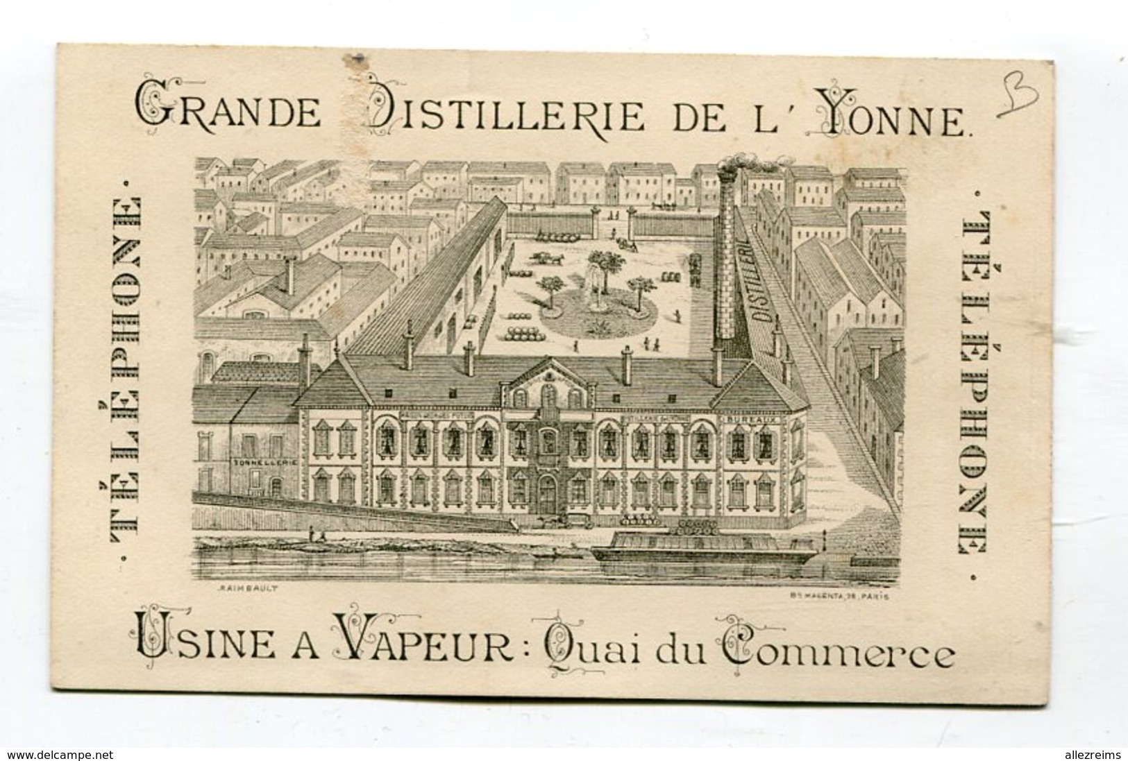 Carte Pub  : Distillerie PUTOIS à Villeneuve Sur Yonne  Usine à Vapeur - Publicités