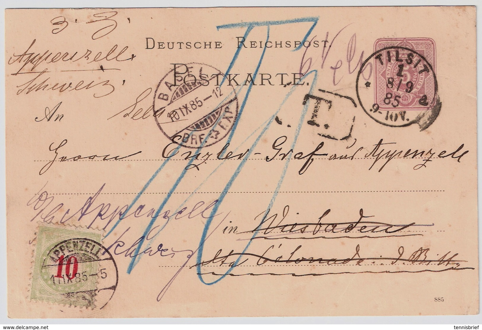 1885, 10 C. " APPENZELL "  , # A1650 - Poststempel