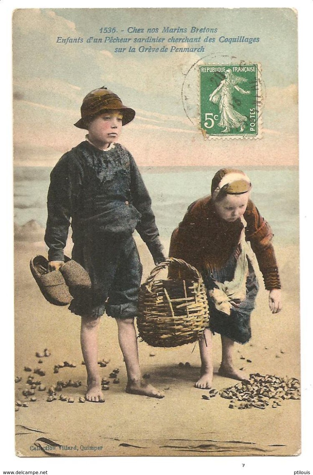 1536 - Chez Nos Marins Bretons - Enfants ... Sur La Grève De PENMARCH - (Collection Villard, Quimper) - Penmarch