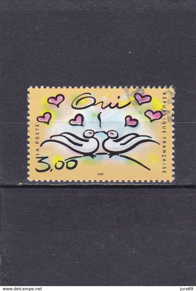 France Oblitéré  1999  N° 3229  Timbre Pour Mariages. Couple De Tourterelles, Coeurs, "Oui" - Oblitérés