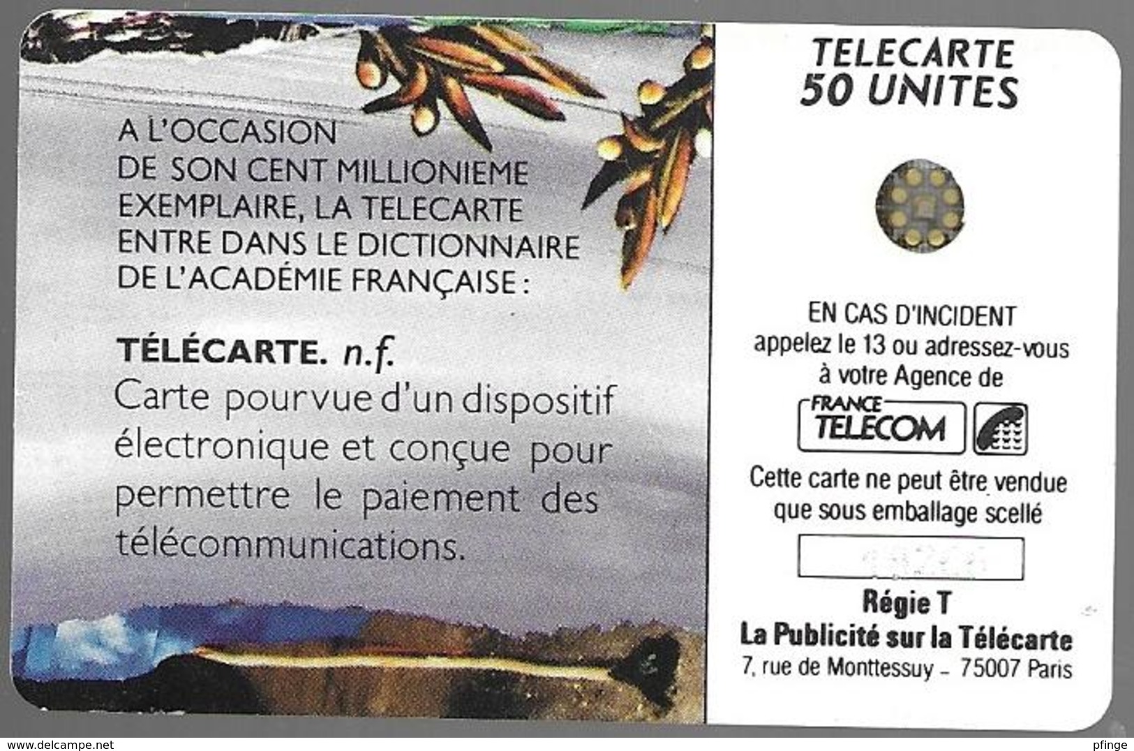 Telecarte 50 - Académie Française - Culture