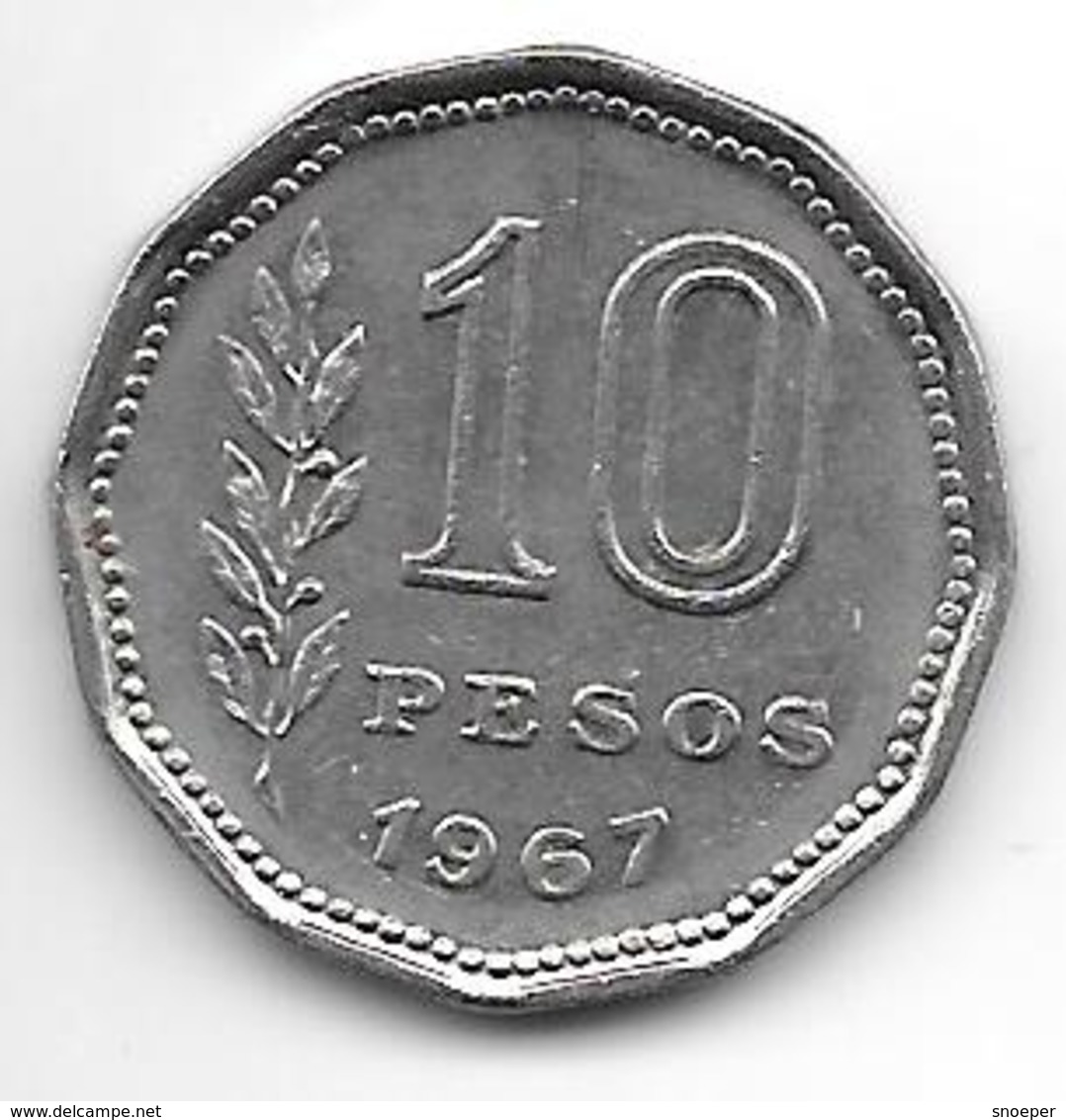 *argentina  10 Pesos  1967  Km 60  Xf+ - Argentine