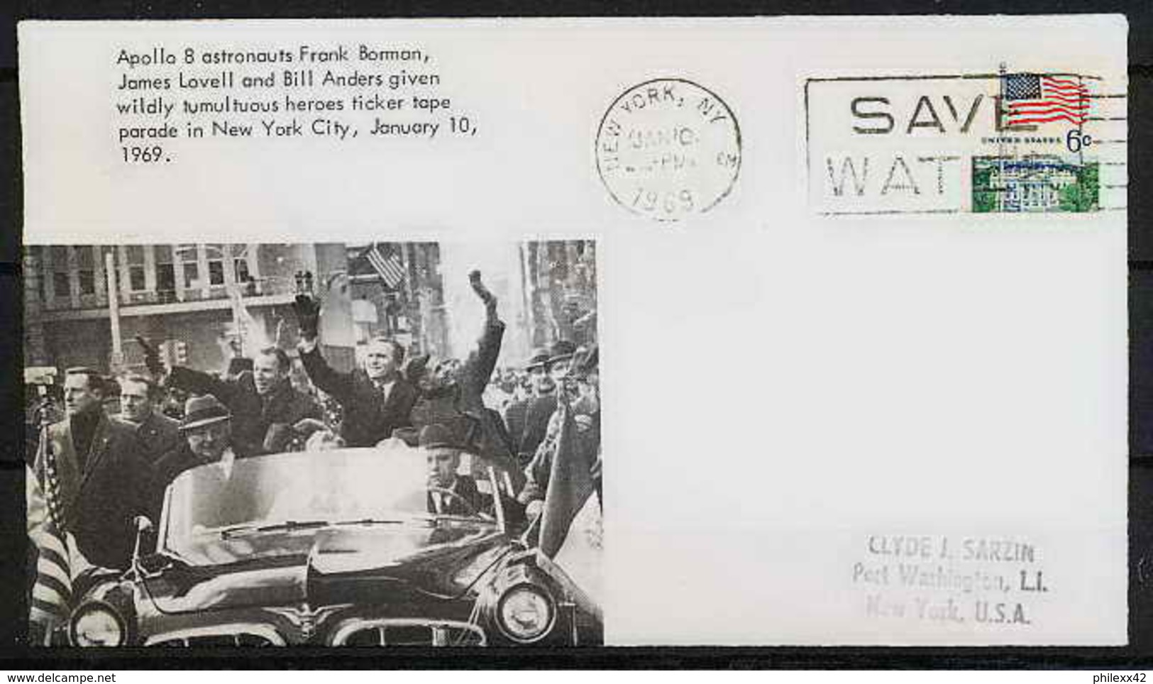 0825 Espace (space Raumfahrt) Lettre (cover Briefe) USA 10/1/1969 Apollo 8 Parade In New York City - United States