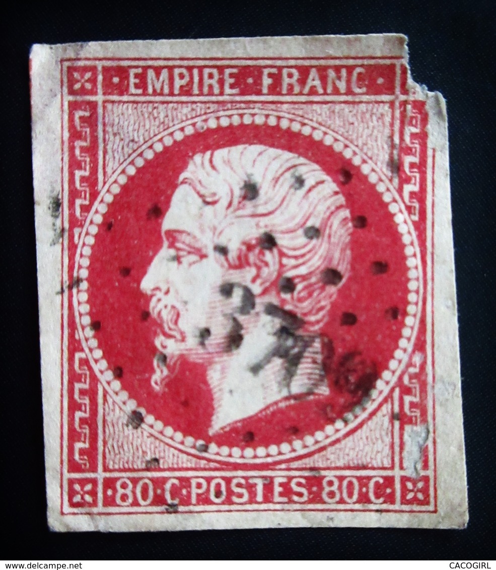 1854 France Yt 17A . Empire Français Louis Napoleon . Oblitéré GC 3709 Villefranche-de-Lonchat Dordogne - 1853-1860 Napoléon III