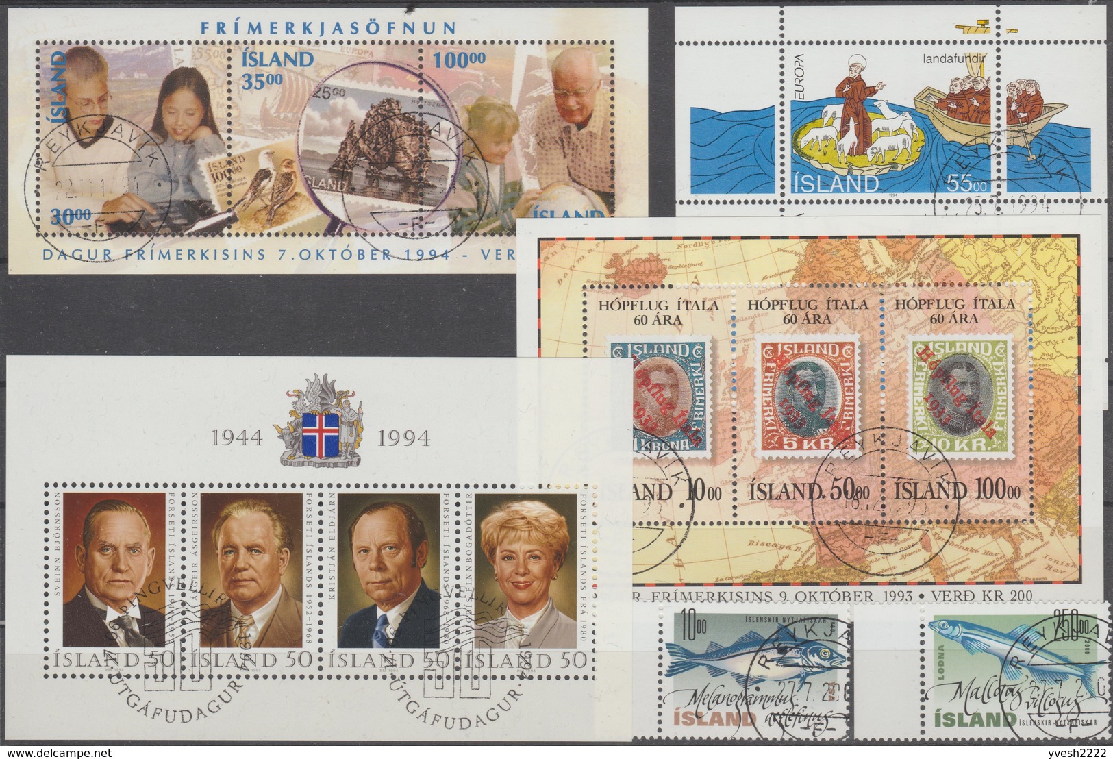 Islande, Timbres Et Blocs Oblitérés. Michel 834 842/3 954/7 960/1 997 Blocs 13 à 17. Cote 68.50 € - Used Stamps