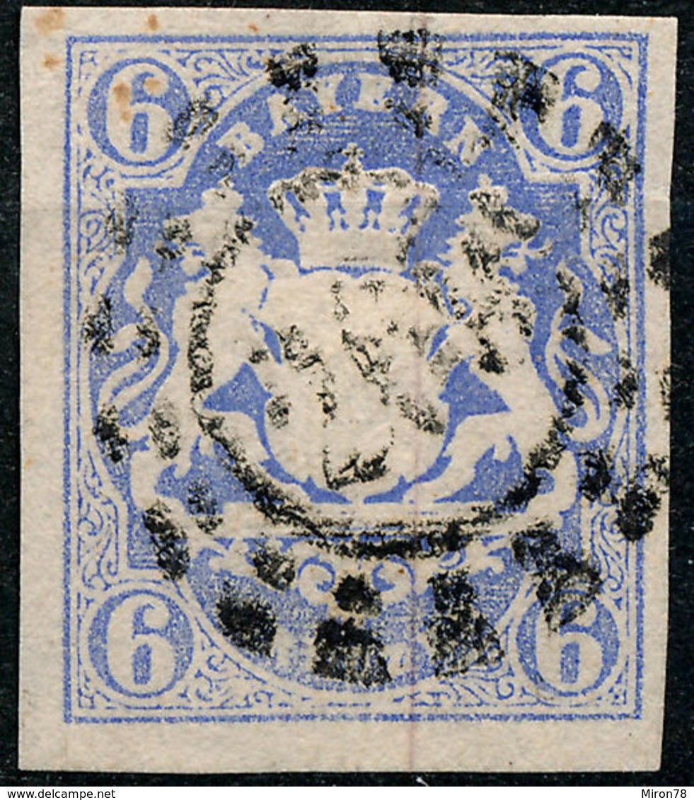 Stamp Bavaria 1867 6kr Imperf Used Fancy Cancel  Lot#36 - Sonstige & Ohne Zuordnung