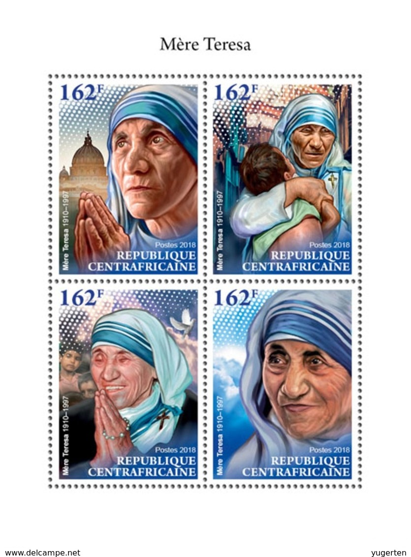 REP. CENTRAFRICAINE 2018 - Sheet MNH**  Mother Theresa - Teresa Enfance - Charity - Childhood Kindheit Infancia Infanzia - Mother Teresa