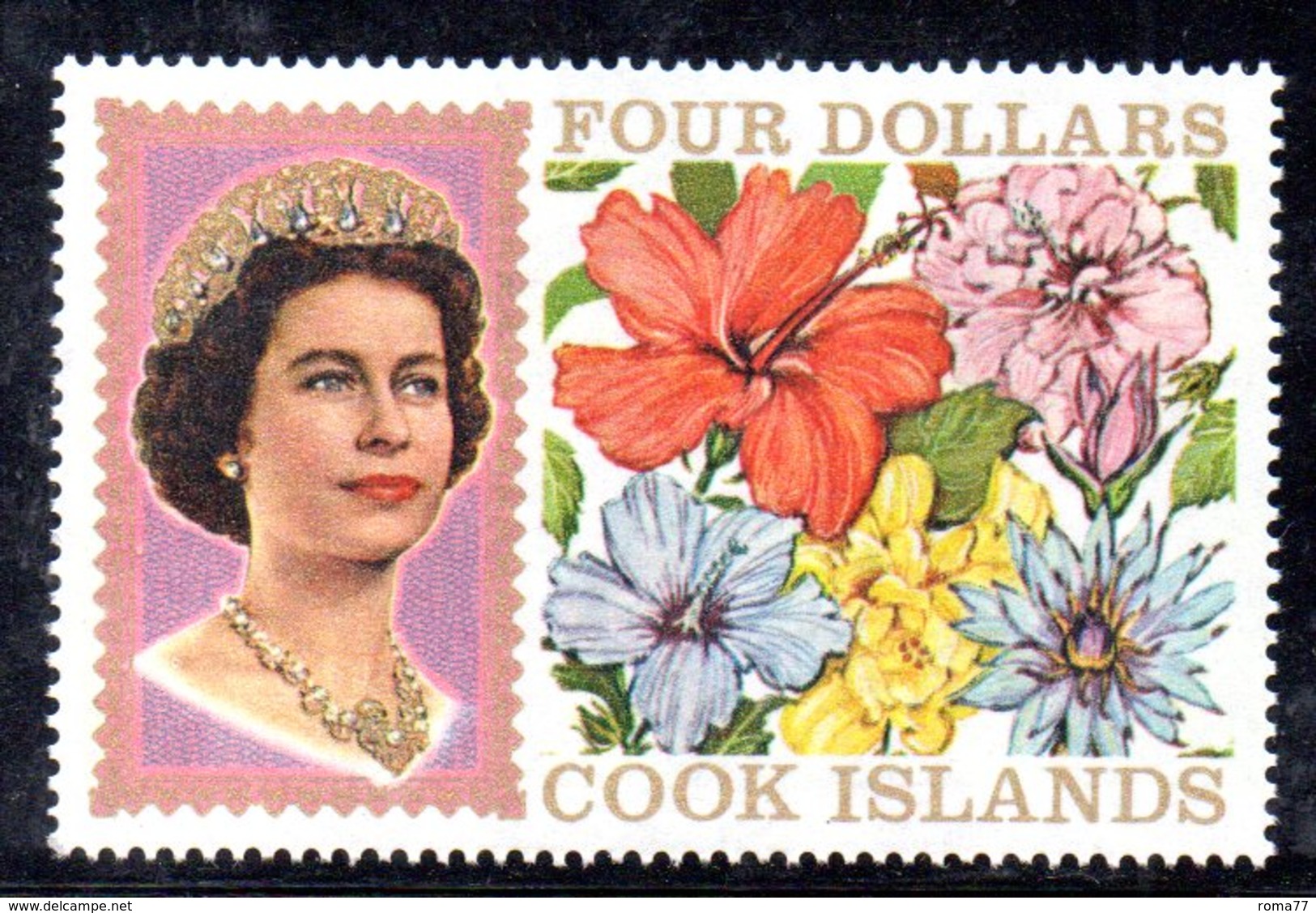 W1165 - COOK ISLANDS 1968 , 4 Dollari Yvert 179  ***  MNH  ORDINARIA - Cook