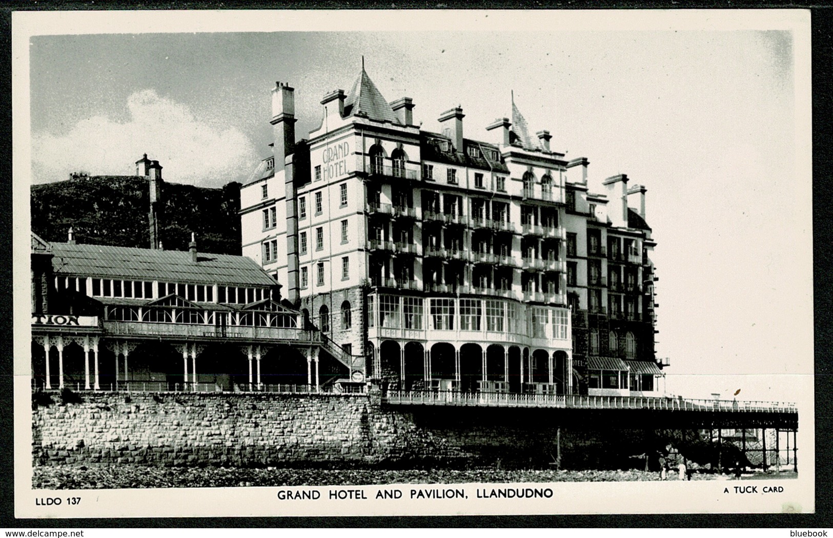 Ref 1252 - Real Photo Raphael Tuck Postcard - Grand Hotel & Pavilion Llandudno Wales - Caernarvonshire