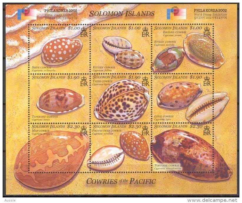 Salomon Solomon Islands 2002 Yvertn° 996-1004 *** MNH Cote 9 Euro Philakorea  Schelpen - Schalentiere