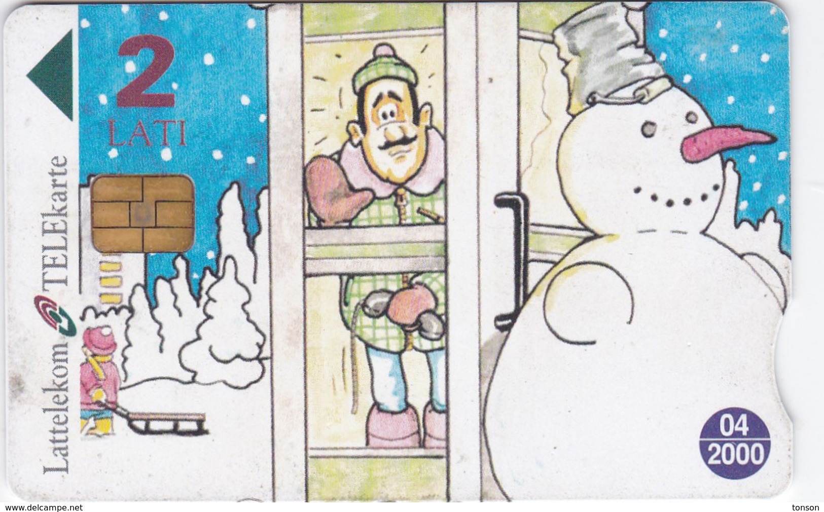 Latvia, D-022, Cartoon, Comic "snowman" - Serial Number 30LAT, 2 Scans. - Latvia