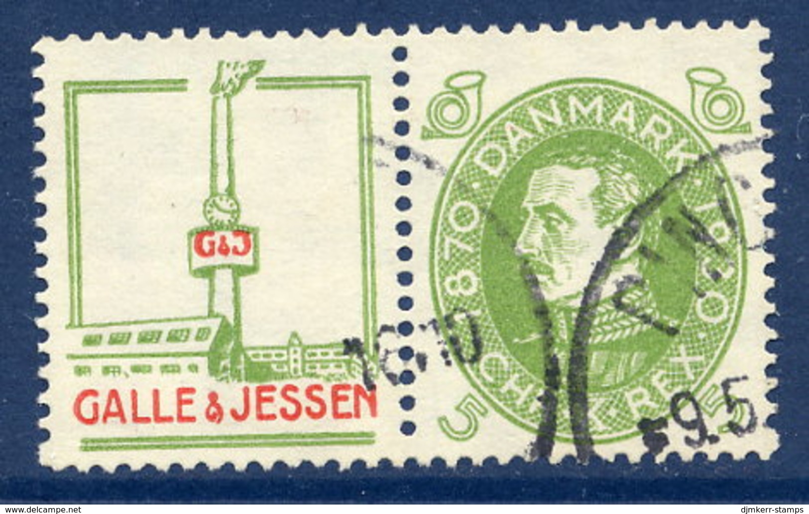 DENMARK 1930 Birthday Of King Christian X 5 Øre With Label, Used.  Michel 185, AFA 42 - Used Stamps