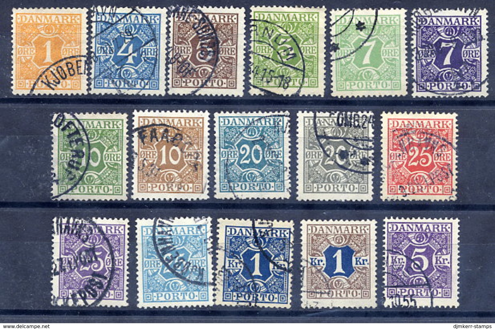 DENMARK 1921-30 Postage Due Set With Crown Watermark, Used.  Michel Porto 9-24 - Port Dû (Taxe)