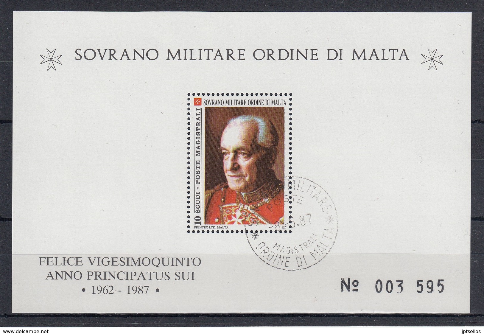 ORDEN DE MALTA 1987 Nº F273 USADO - Malta (la Orden De)