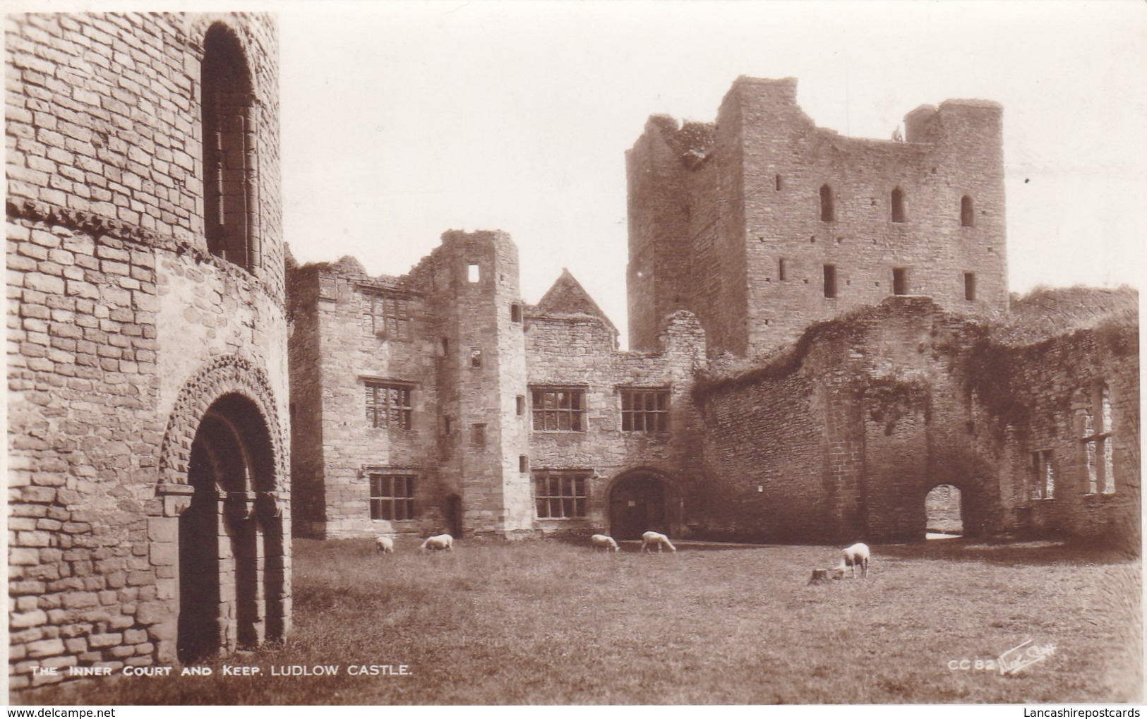 Postcard The Inner Court And Keep Ludlow Castle RP [ Walter Scott ] My Ref  B12699 - Shropshire