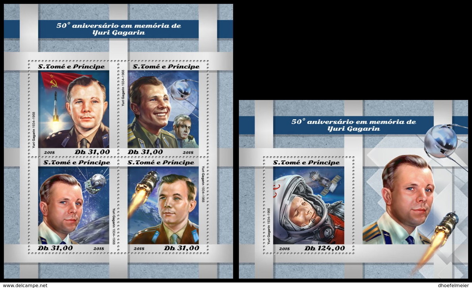 SAO TOME 2018 **MNH Yuri Gagarin Space Raumfahrt Espace M/S+S/S - IMPERFORATED - DH1850 - Africa