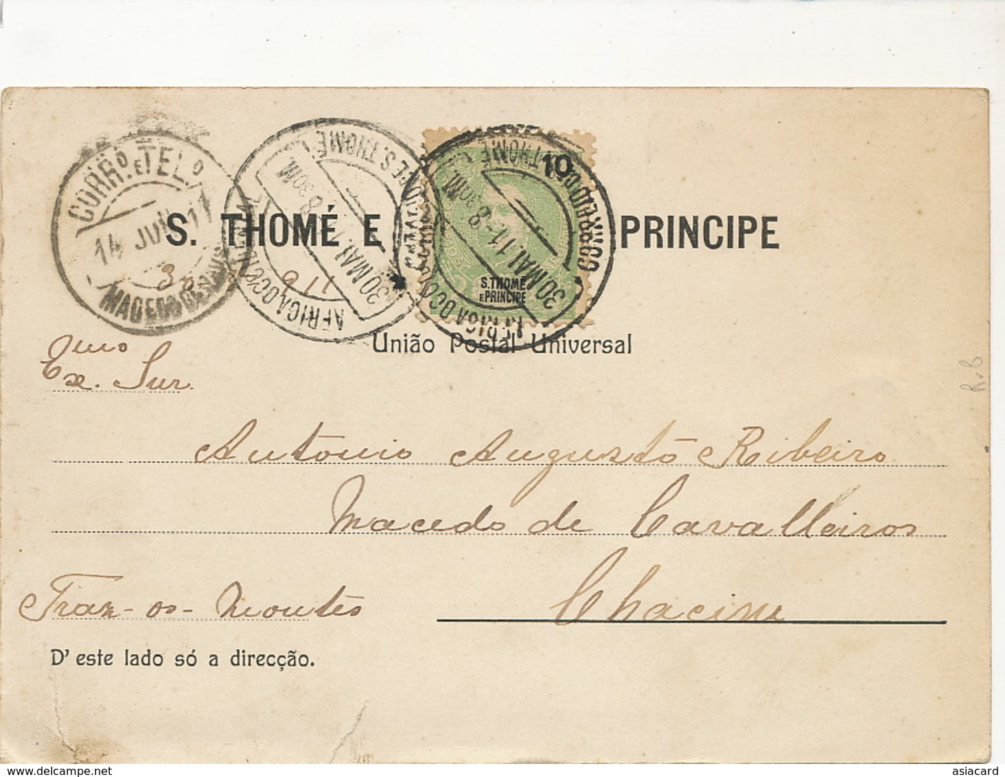 S. Tomé Principe Desembarque De Gado  Edicion Manuel Lança  . P. Used Stamped . One Cut At The Lower Part - São Tomé Und Príncipe