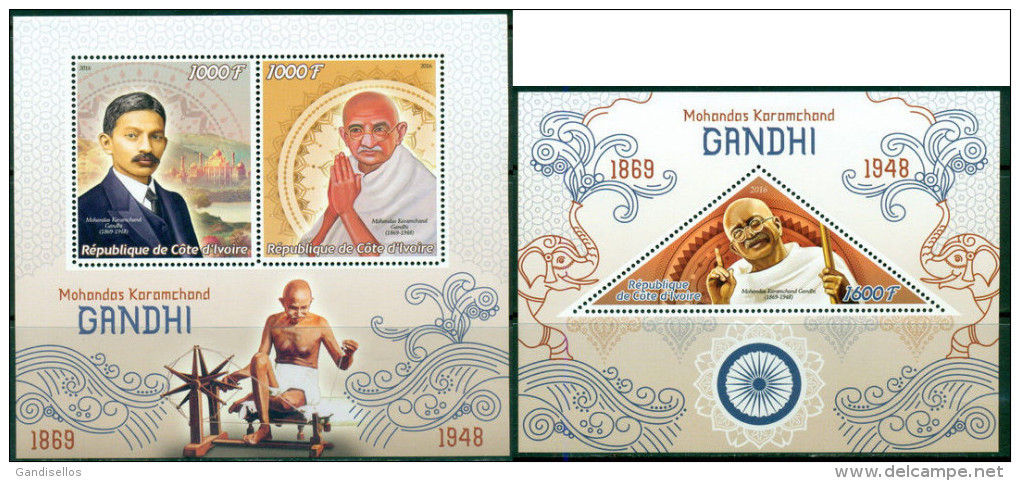 2 SHEETS GANDHI NOBEL PRIZE NOBEL PRIX - Mahatma Gandhi