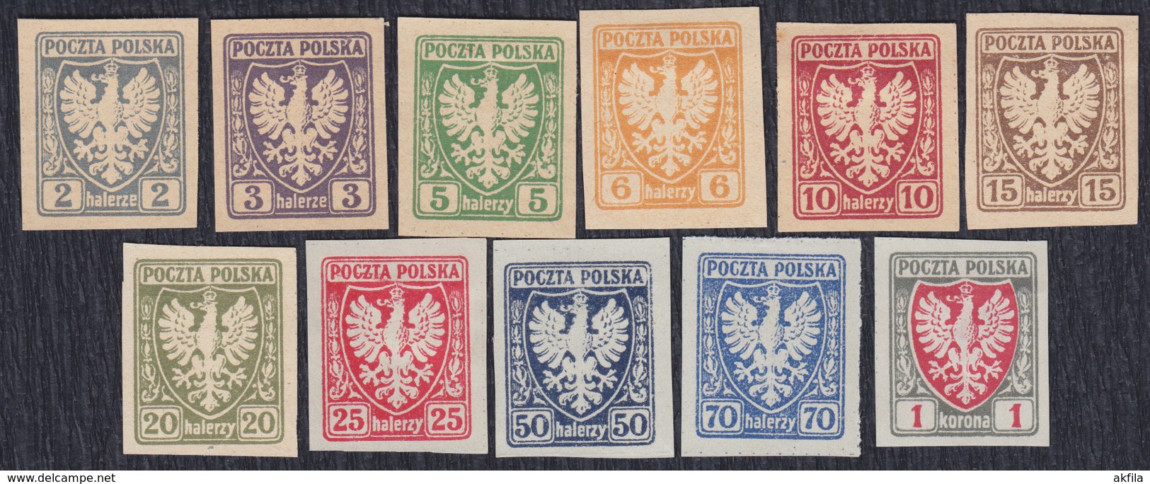 Poland 1919 Definitive - Coat Of Arms, MH (*) Michel 54-64 - Unused Stamps