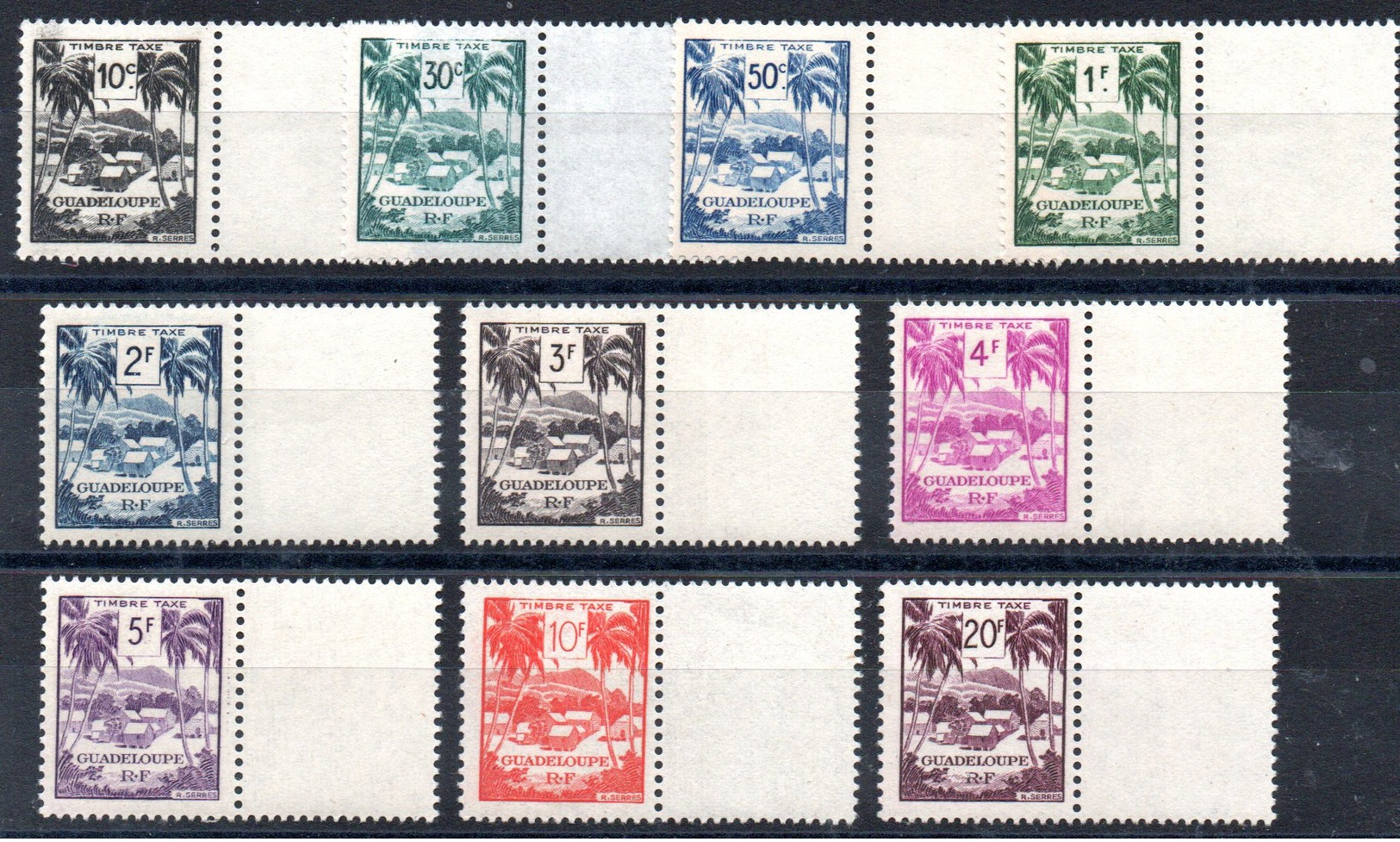 GUADELOUPE - YT N° 41 à 50 - Neufs ** - MNH - Cote: 15,00 € - Timbres-taxe