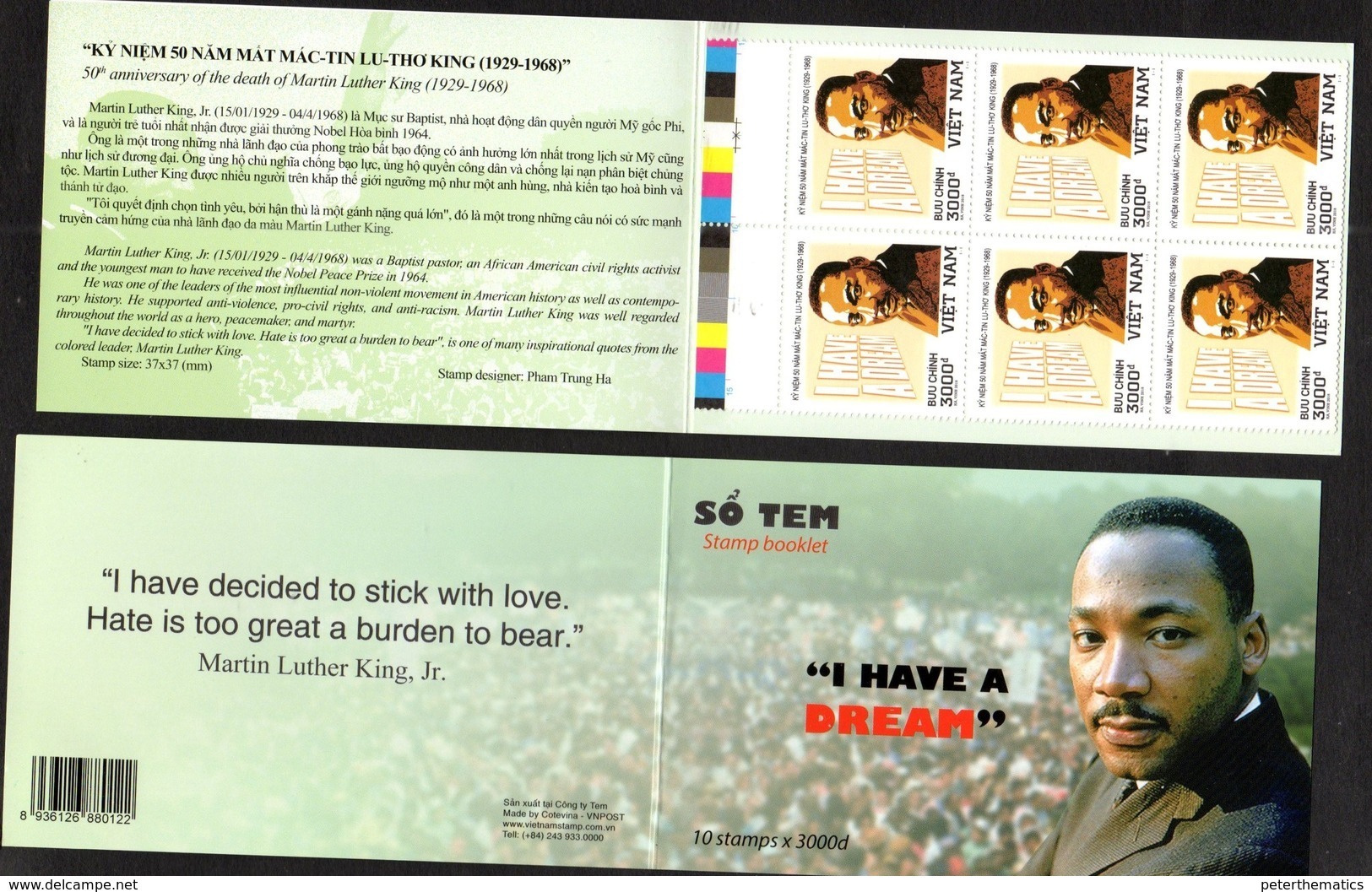 VIETNAM, 2018, MNH, MARTIN LUTHER KING ,BOOKLET - Martin Luther King