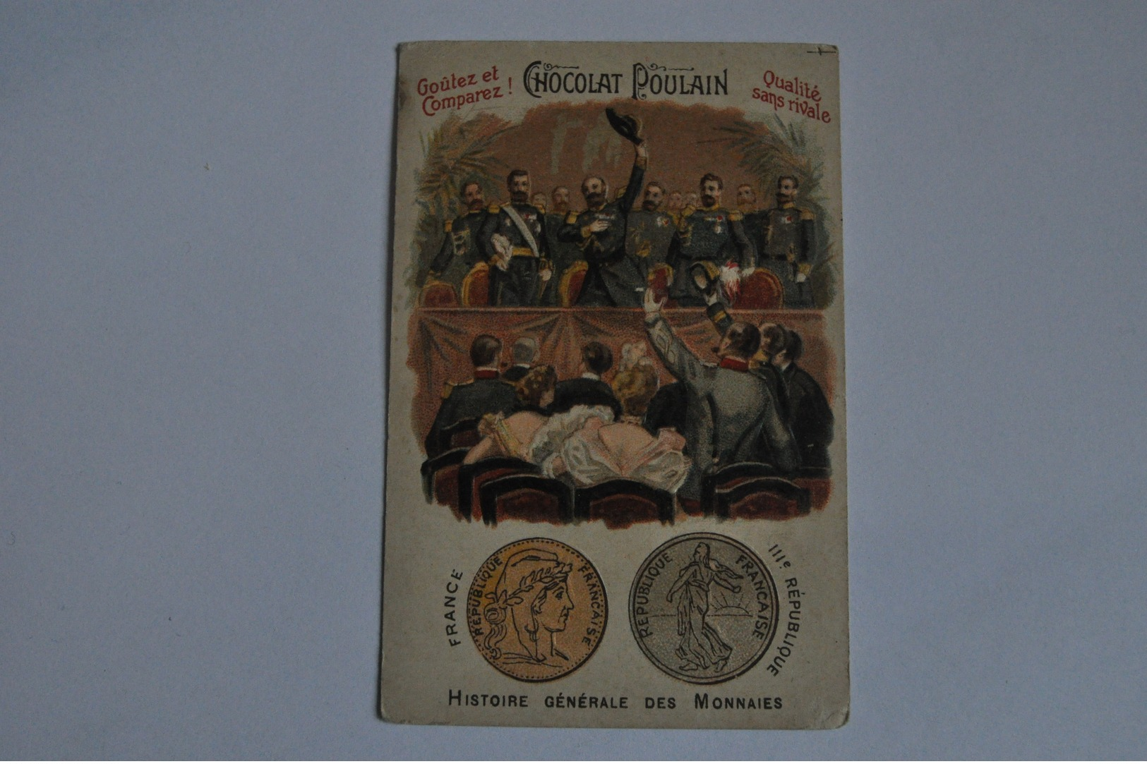 Chromo POULAIN Gauffrée - Histoire Générale Des Monnaies - 3eme République - Poulain