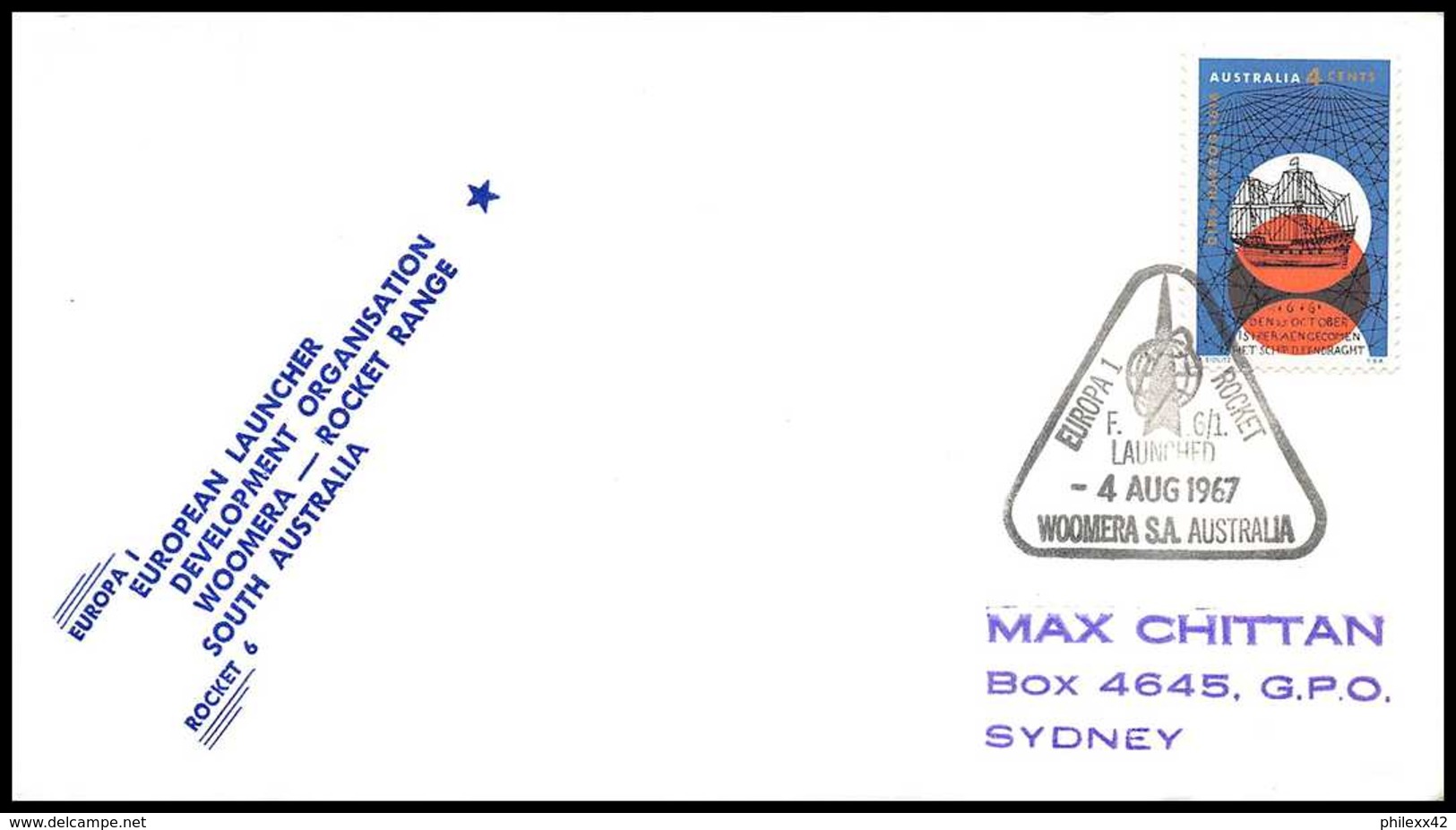 10897/ Espace (space Raumfahrt) Lettre (cover Briefe) 4/8/1967 Europa 1 Rocket Launched Woomera Australie (australia) - Oceania