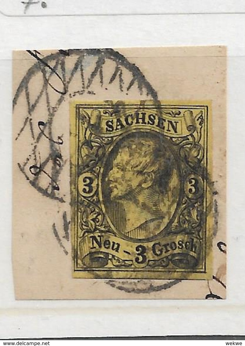 D-Sac066 / Sachsen - Mi.Nr. 12, Stempel Dresden Auf Ausschnitt - Sachsen