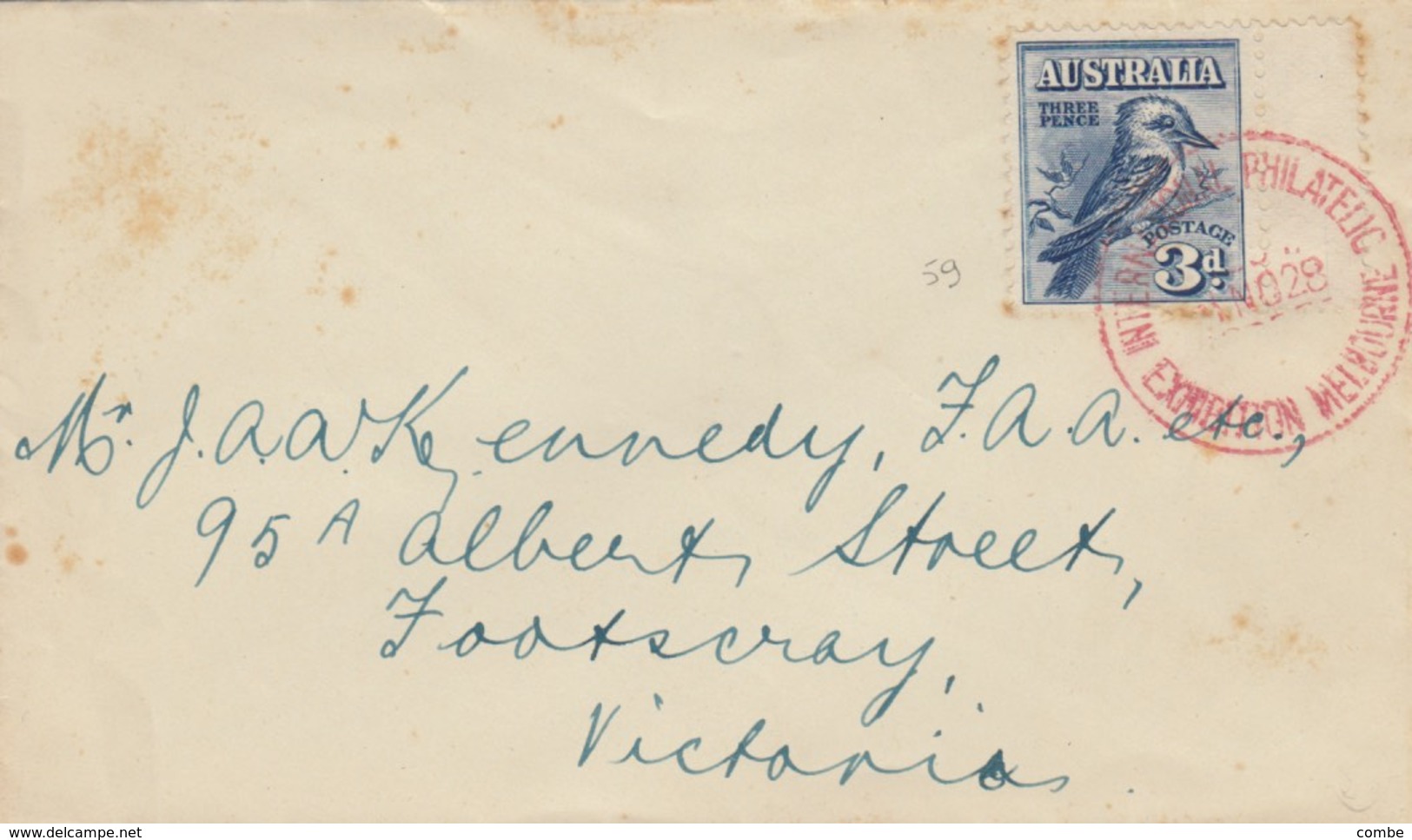 COVER. AUSTRALIA. 1928. RED PHILATELIC MELBOURNE TO VICTORIA - Altri & Non Classificati