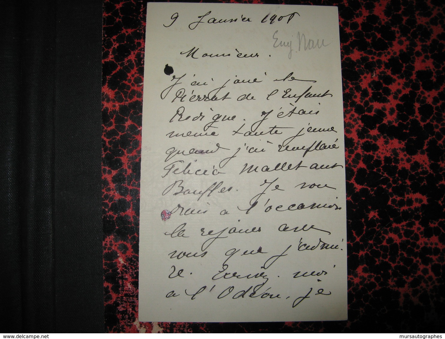 LETTRE AUTOGRAPHE SIGNEE D'EUGENIE NAU 1908 ACTRICE THEATRE GONCOURT SCANDALE CINEMA MUET Au MIME WAGUE - Otros & Sin Clasificación