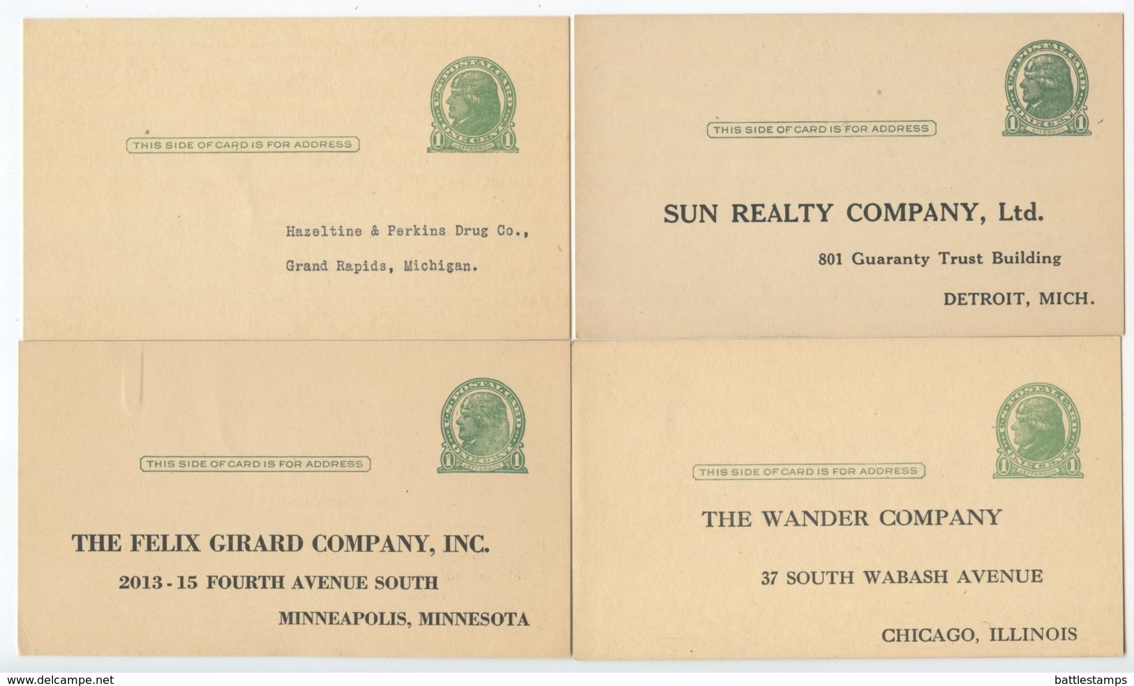 United States 1910‘s-50‘s 12 Unused UX27 Preprinted Postal Cards, Misc. Businesses - 1901-20