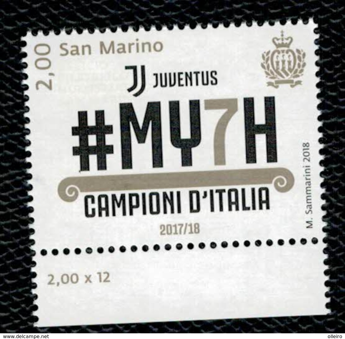 San Marino 2018 Sport Soccer Football Juventus Campione D'italia 2017/8 1v Complete Set ** MNH - Nuovi