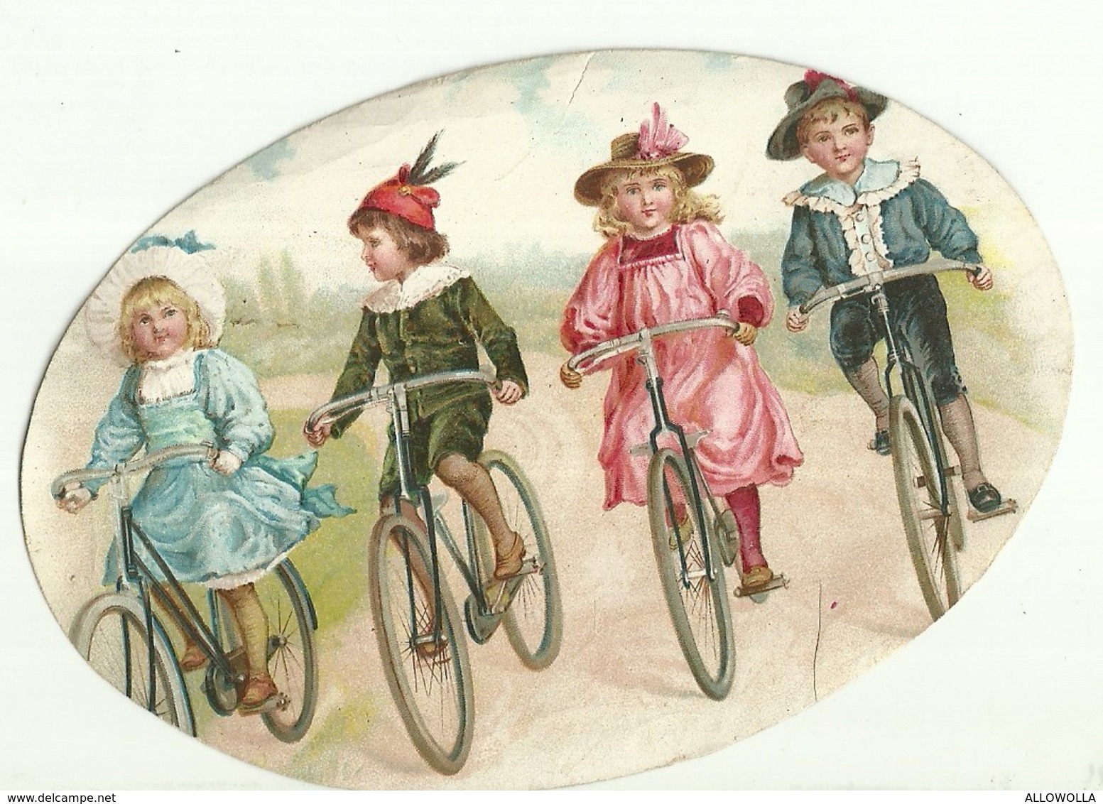 2061 " BAMBINI IN BICICLETTA "  BIGLIETTO AUGURALE ORIGINALE - Altri & Non Classificati