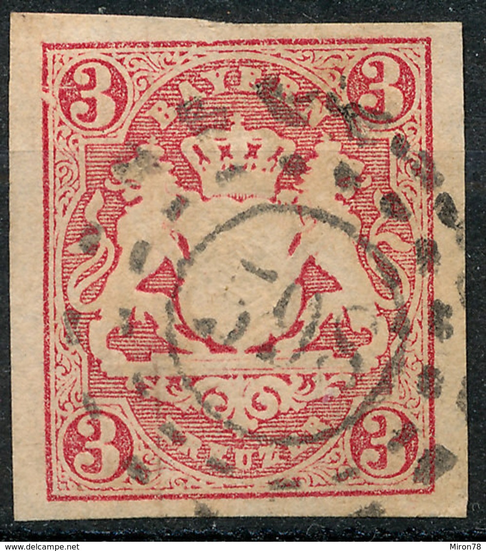 Stamp Bavaria 1867 3kr Fancy Cancel Used Lot#33 - Autres & Non Classés