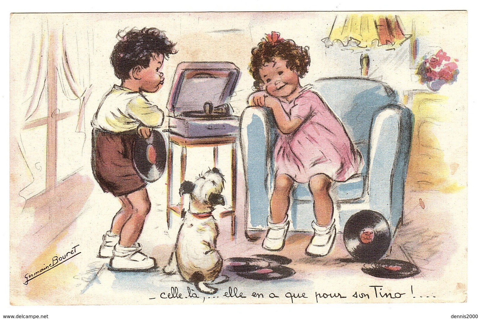 Illustrateur Gernaine BOURET - Celle-là,... Elle En A Que Pour Son Tino!... - ENFANT - TOURNE DISQUE - Ed. AEC, Paris - Bouret, Germaine